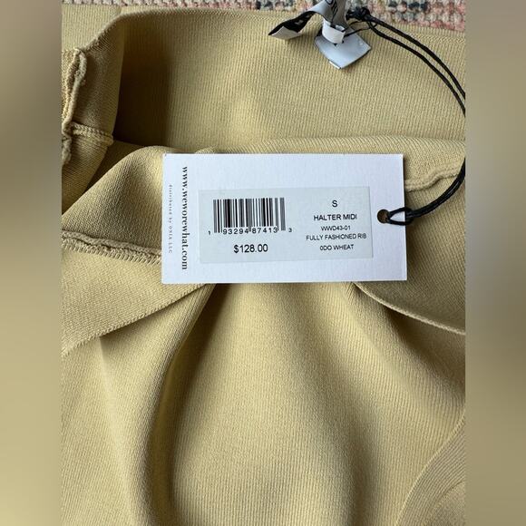 WeWoreWhat Viscose Nylon Halter Neck Midi Dress Women’s Small Tan - Picture 6 of 6